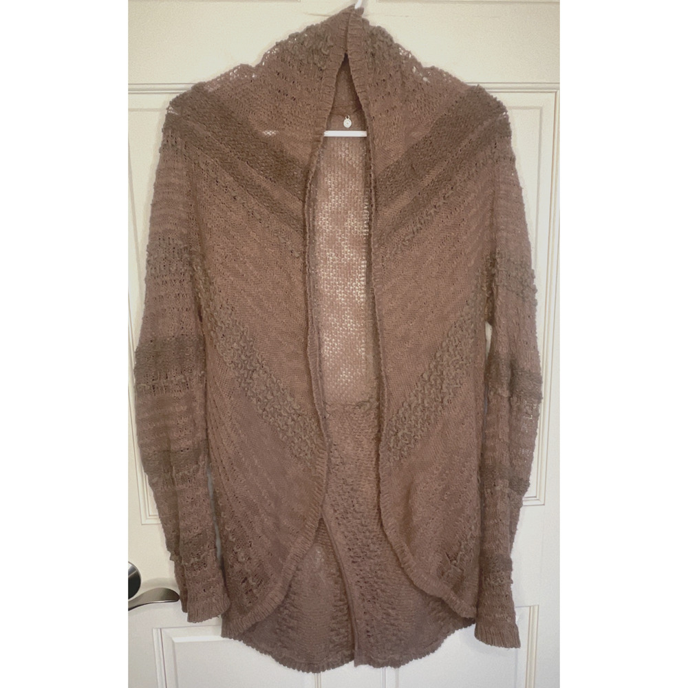 Anthropologie Knitted & Knotted Women's Boho Open Front Cardigan Sz L Textured